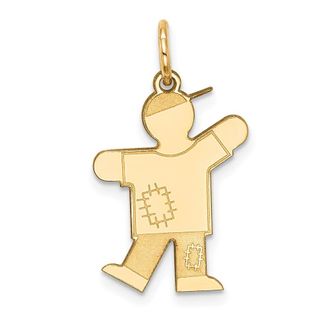 Diamond2Deal 14k Yellow Gold The Kids Small Patches Boy Engravable Kiss Charm Pendant