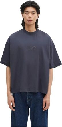 VETEMENTS Oval Logo Cropped Boxy T-shirt - Heren - T-shirts - Blauw - L - Katoen - Tops