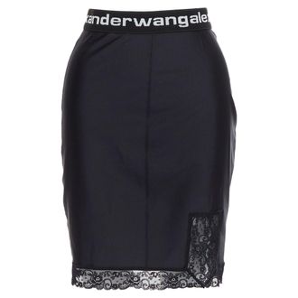 Alexander Wang T Alexander Wang Lace Trim Logo Tape Waistband Mini Skirt