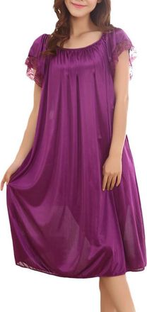 Generic LOIJMK Womens Nightgowns for Short Sleeve Lace Night Dress Short Sleeve Sleepwear Comfortable Soft Loungewear Oversize Elegant Crew Neck Sleep Shirt N