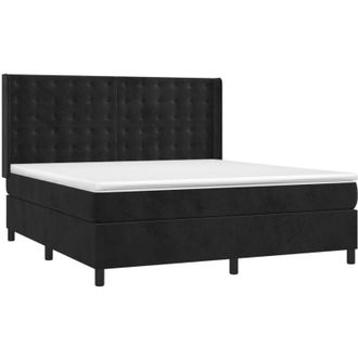 vidaXL Vidaxl - Cama Box Spring Colch&oacute;n Y Led Terciopelo Negro 160x200 Cm