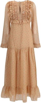 Kristina Ti Silk long Dress with Womens rouches