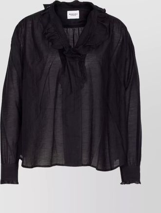 Isabel Marant sheer fabric v-neck long sleeves ruffled collar