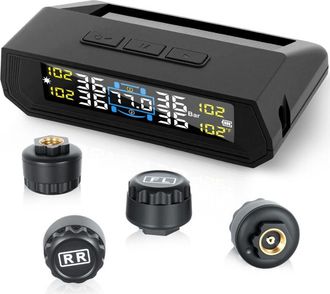 OEM Sistema De Monitoreo De Presi&oacute;n De Neum&aacute;ticos Para Veh&iacute;culos Recreativos, Tpms Inal&aacute;mbrico Con Cargador Solar Y Usb, 4 Sensores Y 6 Modos De Alarma. S