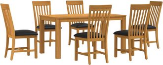 vidaXL Conjunto De Comedor 7 Uds. Negro Madera De Roble S&oacute;lido Vidaxl
