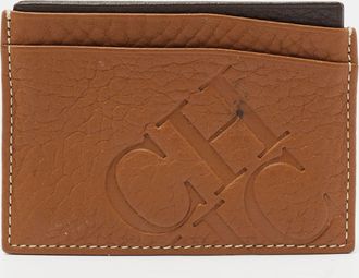 Carolina Herrera Tan Monogram Embossed Leather Card Holder