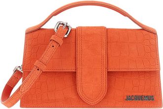 Jacquemus Orange Le Grand Bambino Croc-Effect Suede Bag