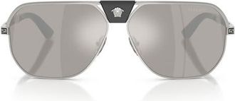 Versace 61mm Square Sunglasses in Silver /Grey Mirror Silver at Nordstrom