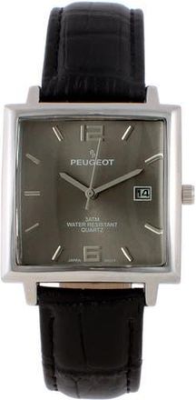 Peugeot Modern Square Calendar Leather Watch - 35MM in Grey at Nordstrom