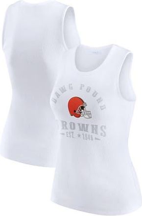 WEAR by Erin Andrews Womens WEAR by Erin Andrews White Cleveland Browns Ribbed Graphic Tank Top at Nordstrom, Size Xx-Large
