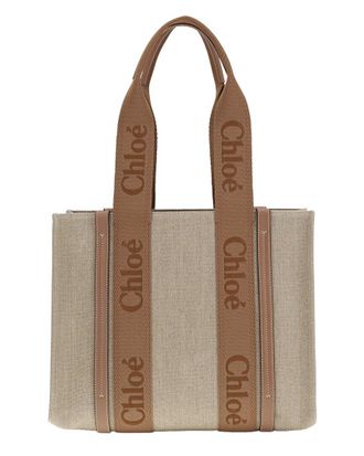 Chlo&eacute; Woody Linen Shoulder Bag