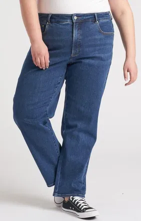 Universal Standard Etta High Waist Ankle Straight Leg Jeans in Aged Indigo at Nordstrom, Size 32W