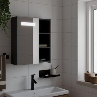 vidaXL Armadietto Bagno con Specchio e led Nero 45x13x52 cm - Vidaxl