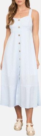 Blu Pepper Stripe Button Trim Midi Dress in Light Blue at Nordstrom Rack, Size Medium