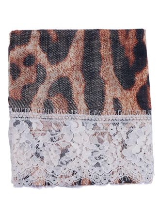 Ermanno Scervino Animal Print Floral Foulard Scarf