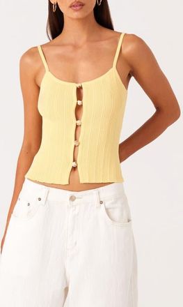 SNDYS Odessa Bead Lined Rib Camisole in Pollen at Nordstrom, Size X-Large