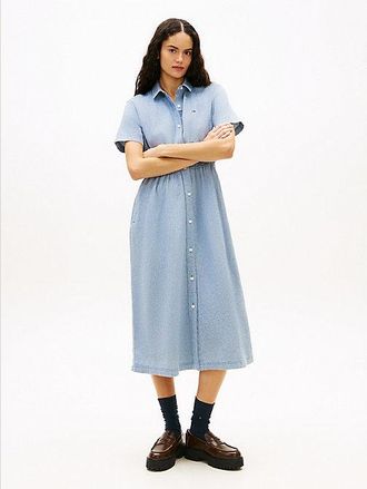 Tommy Hilfiger Vestido camisero largo en mezcla de lino