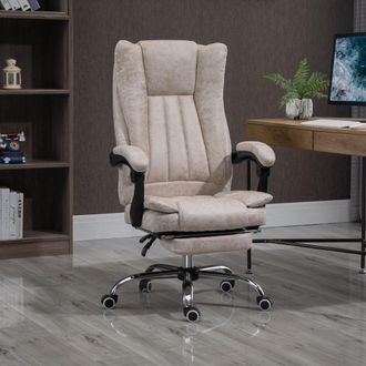 STILVORA Sedia Da Ufficio Ergonomica, Altezza E Schienale Regolabili, Girevole Con Poggiapiedi, In Microfibra Beige Chiaro