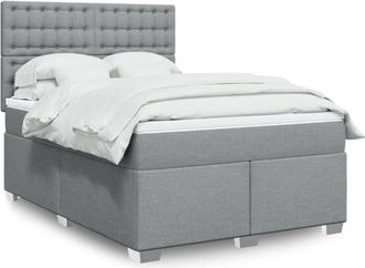 vidaXL Vidaxl - Cama Box Spring Con Colch&oacute;n Tela Gris Claro 140x190 Cm