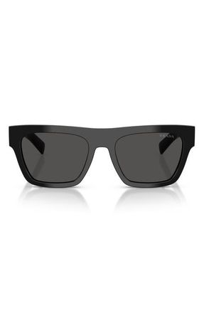 Prada 55mm Rectangular Sunglasses in Black /Dark Grey at Nordstrom