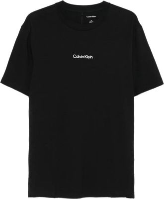 Calvin Klein logo-embroidered crew-neck T-shirt - men - Polyester/Elastane/Cotton - S - Black