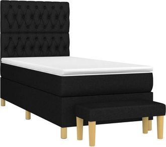 vidaXL Vidaxl - Cama Box Spring Con Colch&oacute;n Tela Negro 90x190 Cm