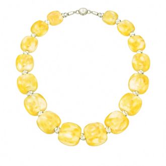 Gold & Honey For Brunch Beaded Lucite Necklace In Yellow Marble