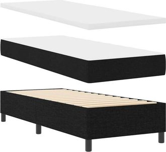 vidaXL Cama Tipo Box Spring Con Colch&oacute;n Negro 80 X 200 Cm Tela Vidaxl