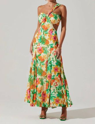 Astr Mezcal Maxi Dress In Orange Green Print