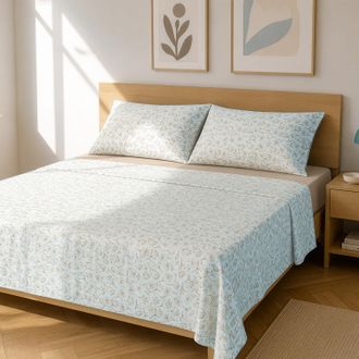 KASANOVA Completo letto matrimoniale fiori sabbia cotone
