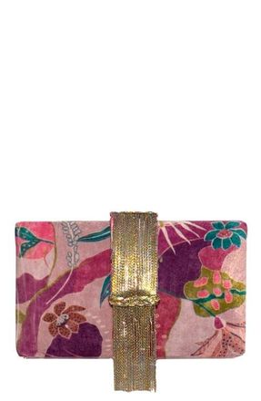 Simitri Velvet Fringe Clutch in Petals at Nordstrom