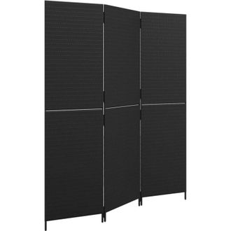 vidaXL Biombo De 3 Paneles Rat&aacute;n Sint&eacute;tico Negro Vidaxl