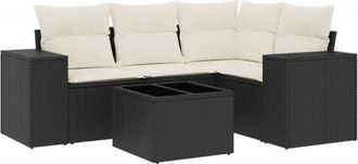 vidaXL Vidaxl - Set De Muebles De Jard&iacute;n 5 Pzas Y Cojines Rat&aacute;n Sint&eacute;tico Negro