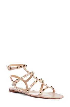 Valentino Garavani Rockstud Ankle Strap Sandal in Poudre at Nordstrom, Size 11.5Us