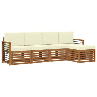 vidaXL Conjunto De Sof&aacute;s De Exterior Con Coj&iacute;n 5 Pcs Natural Y Crema Vidaxl