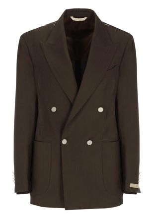 BRIGLIA 1949 Brown Blanchette Double-Breasted Wool Blazer