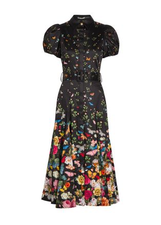 Alice & Olivia Henrietta Floral-print Stretch-cotton Midi Dress - Black - 4 (UK8 / S)