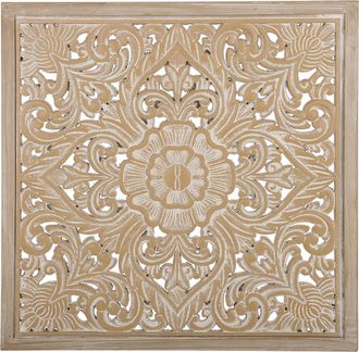 Beliani Beliani - Decoraci&oacute;n De Pared De Madera Clara 60 X 60 Cm Cuadrado Oriental Yonora