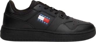 Tommy Jeans Retro leren basketbalschoenen voor dames (Zwart)