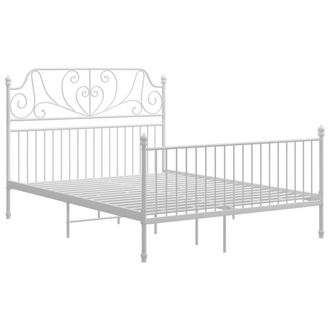 vidaXL Vidaxl - Estructura Cama Con Cabecero Sin Colch&oacute;n Metal Blanco 140x200cm