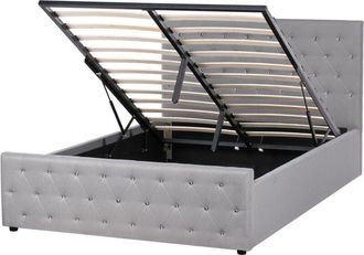 Beliani Ottoman Bed Fabric AMIENS 140 x 200 cm (EU Double) Light Grey