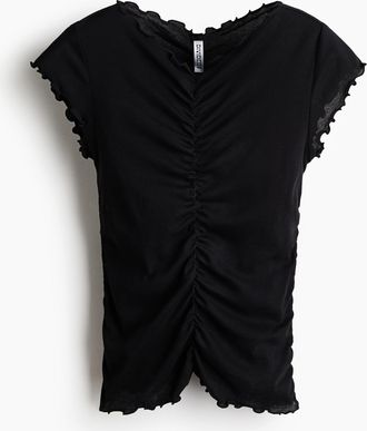 H&M Drapiertes Baumwollshirt - Schwarz