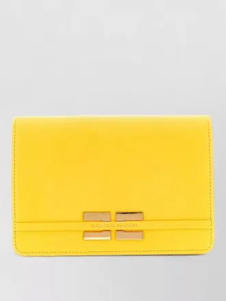 Elisabetta Franchi logo clutch bag gold tone chain strap