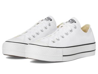 Converse Chuck Taylor All Star Low Top Platform Leather Sneaker Womens Shoes White/Black/White : 5.5 B - Medium