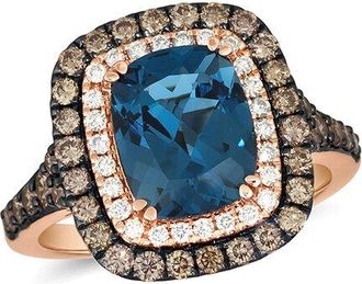 Le Vian 14K Rose Gold 4.19 Ct. Tw. Diamond & London Blue Topaz Cocktail Ring