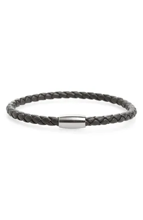 Link Up Woven Leather Bracelet with magnetic closure in Grey at Nordstrom