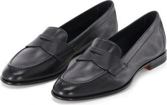 Santoni Penny Loafer - Dames - Loafers - Zwart - 40 EU - Leer - Schoenen