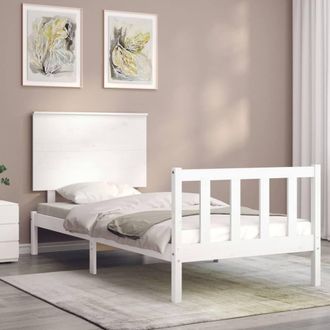 Berkfield Home Beautiful Bed Frame with Headboard White 100x200 cm Solid Wood
