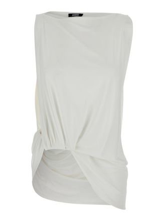 Jacquemus Le Haut Peplo White Top With Square Neck And Cut-Out On The Side In Viscose Blend Woman
