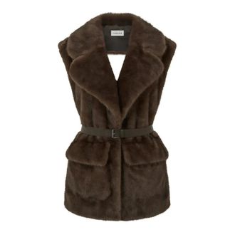 P.A.R.O.S.H. Vests, female, Brown, Size: ONE SIZE Brown Faux Fur Gilet Jacket